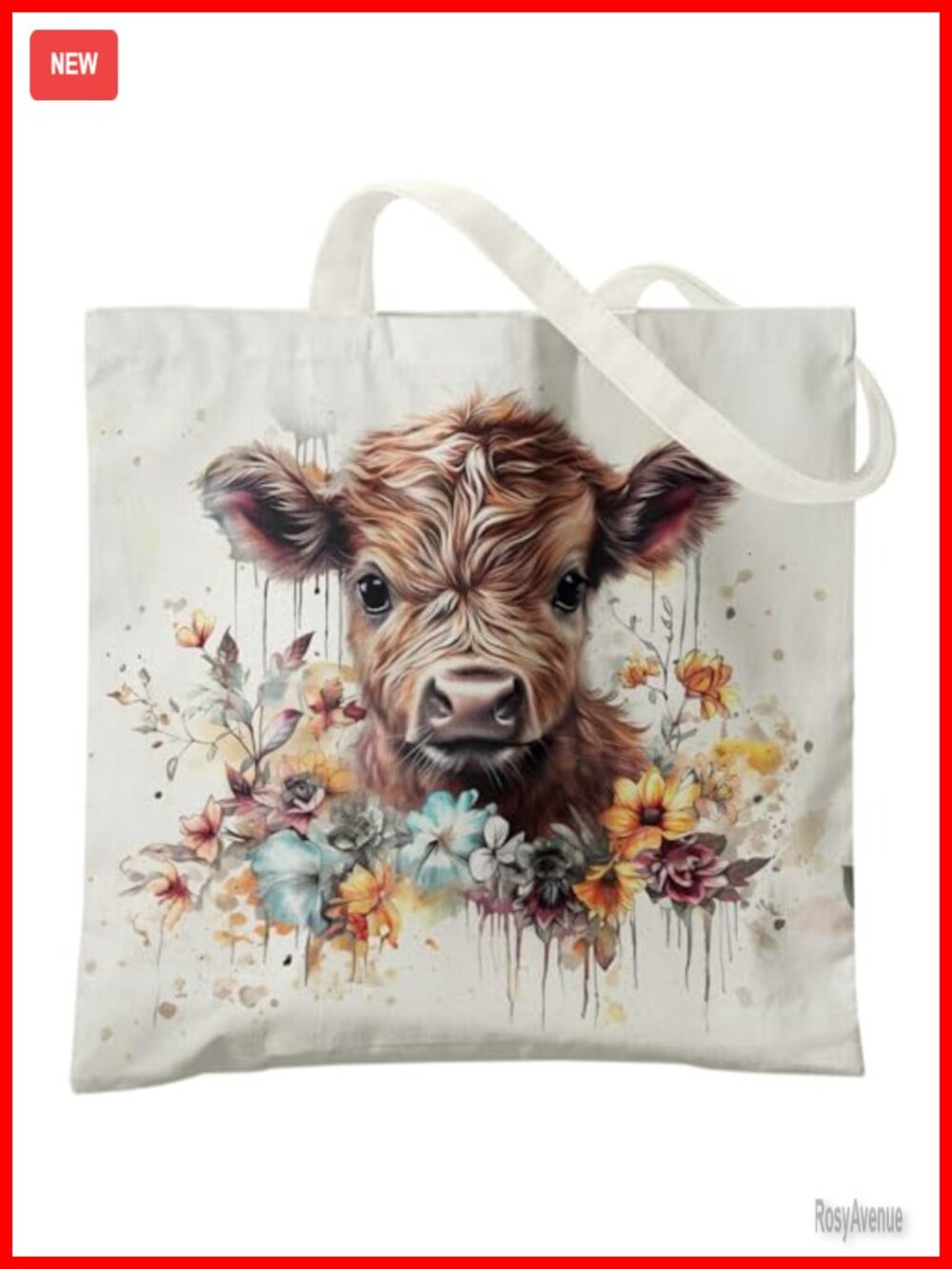 Highland Cow Canvas Tote Bag Western Shoulder Bag Women Girls Cow Lover Gift